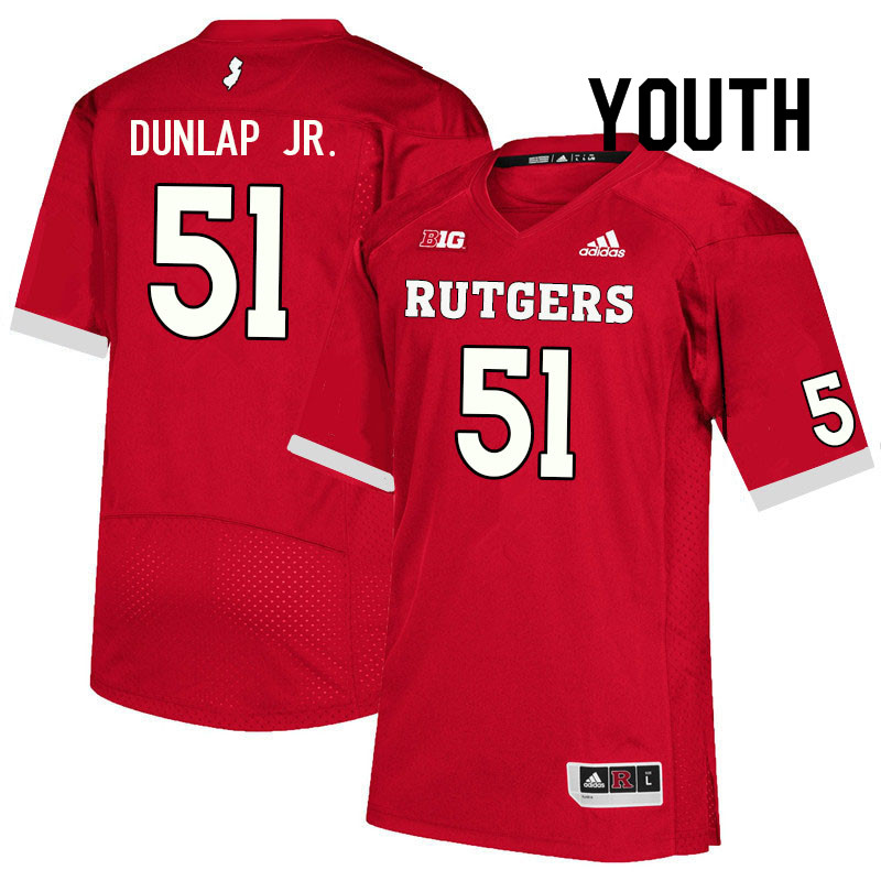 Youth #51 Curtis Dunlap Jr. Rutgers Scarlet Knights College Football Jerseys Sale-Scarlet